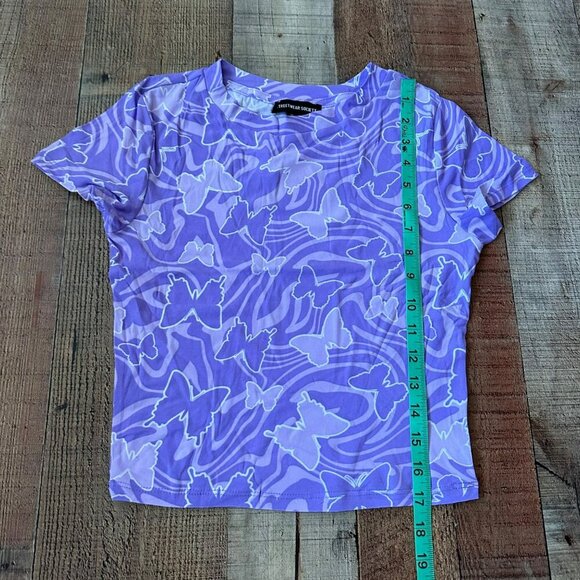 Purple Butterfly Print Crop Top By Streetwear Society Womens size Small - Picture 4 of 8